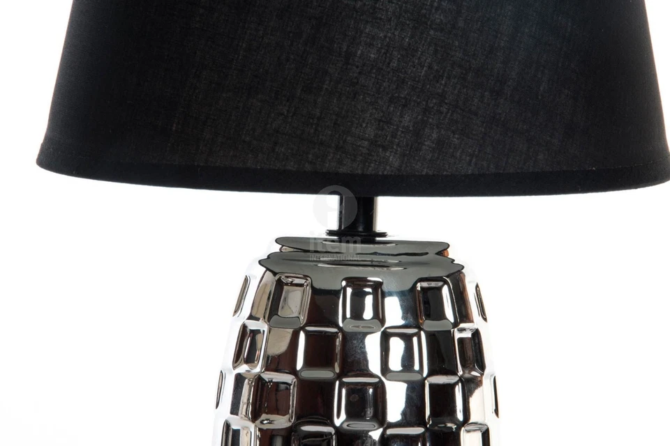 LAMPADA TAVOLO LAMPADA COMODINO LAMPADA APPOGGIO CERAMICA ARGENTO - Immagine 2 di 3