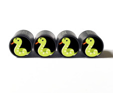 Snake Emoji Tire Valve Stem Caps - Aluminum - Set of Four - Fits all Vehicles