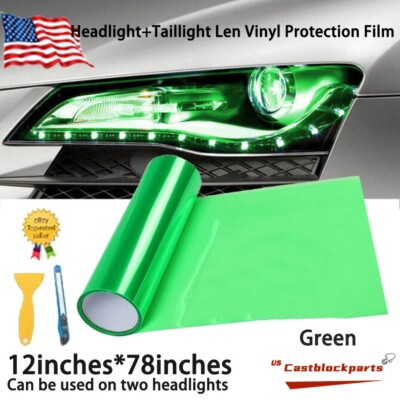 #ad Transparent Green Clear Len Vinyl Wrap Film 12#x27;#x27;x78#x27;#x27;For Headlight Taillamp $6.99