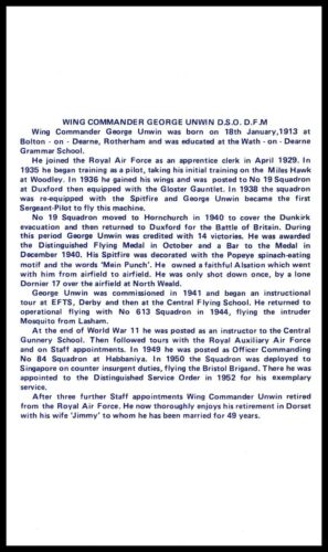 RAFA3c The Skirmishing RAF Cover Signed Battle of Britain Ace GEORGE UNWIN DSO - Picture 2 of 5