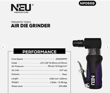Air Die Grinder, NEU Mini Air Die Grinder, Right Angle, 20000Rpm, with 1/4'' An