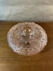 Vtg Bowl Pink Depression Glass Candy Dish Lid Footed KIG Malaysia Vanity Chip