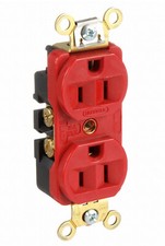 Hubbell HBL5252R Receptacles 15A 125V 2P 3W Red Duplex Industrial Grade