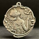 Nouveau photo locket Lady flowers Stunning France Circa 1920 Omg antique Art