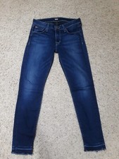 Hudson Krista Crop Skinny Jeans Raw Hem 27x26 Made in USA Stretch Dark Wash