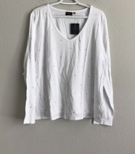 Bumblebella by Jill Martin Bejeweled Long-Sleeve Tee - White (Sz XL) a622701 -