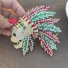 Indian Chief Head Skull Belt Buckle Western Cowboy Shiny multicolored rhinesto