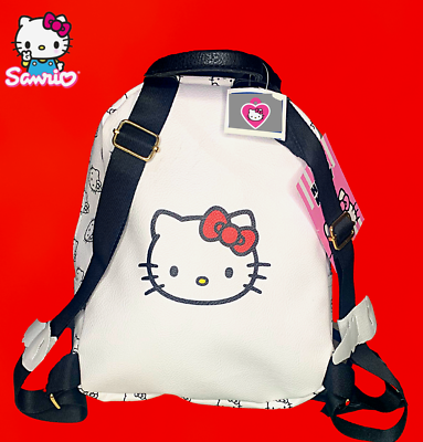 Mini Hello Kitty by Sanrio Monogram Print Mini Backpack Red Bow Black White Sanrio Hello Kitty White Leather Mini Backpack Black Pattern  main image 4