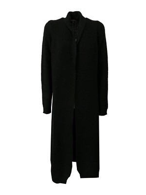 Strickjacke Frau Lang LA FEE MARABOUTEE Schwarz Lurex Schwarz