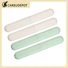4Pcs Traveling Toothbrush Box Holders Case PP Green Beige 8.07''x1.22''x0.83''