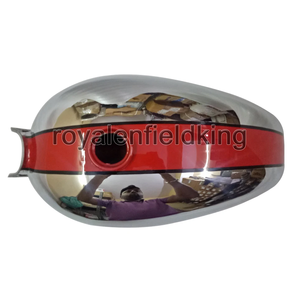 Compatible Para Real Enfield Interceptor Rojo & Cromo" Gasolina Combustible Gas - Imagen 4 de 4