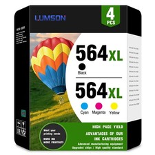 564XL Ink Cartridge Replacement 4-Pack, BK/C/M/Y for HP Photosmart B210 B8500
