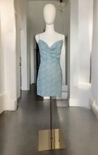 Windsor Light Blue Sparkly Spaghetti Strap Bodycon Dress Size L lined open back