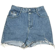 Vtg Gitano cut-off denim jean shorts women's 14 long blue jorts distressed 90s