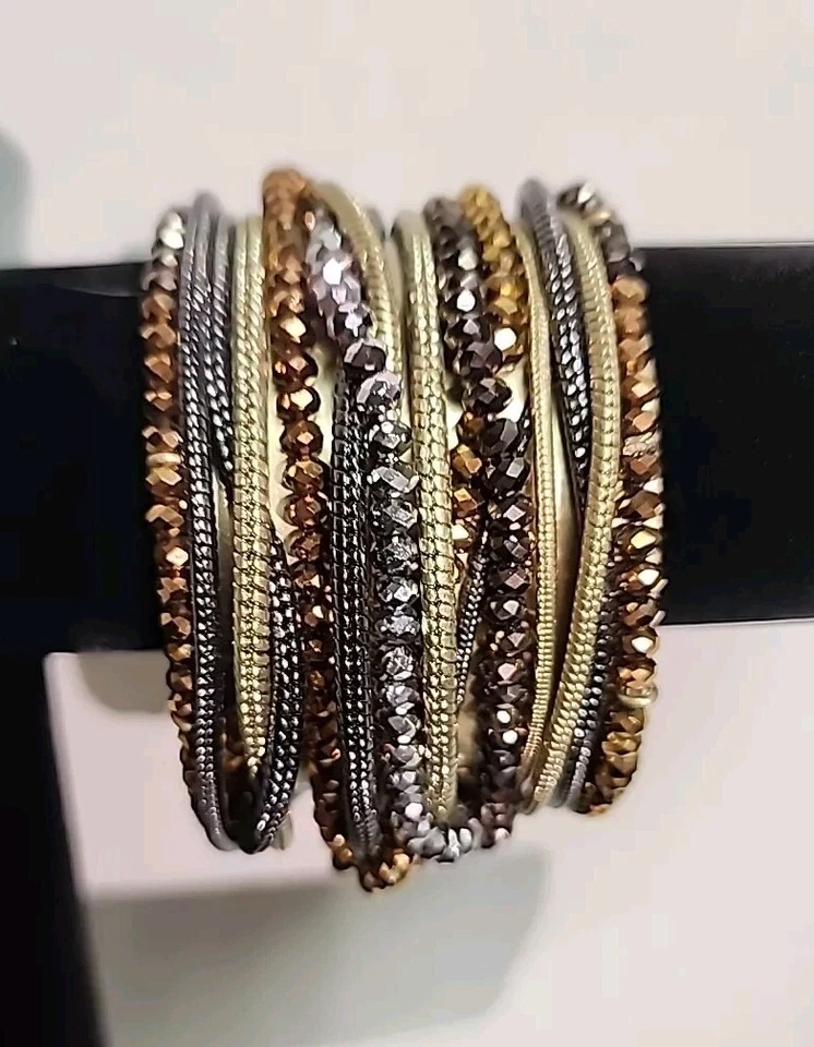 Браслет-манжета с металлическими кристаллами и бисером Kenneth Cole - Изображение 2 из 4