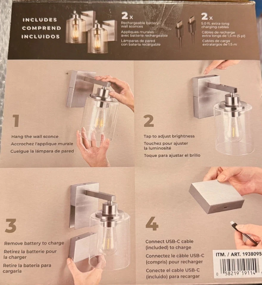 Globe 2-Pack Silver Wall Sconce - Image 2 of 2