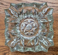 Vintage Ashtray 5" Square 4 Slot Cigar Cut Glass Clear
