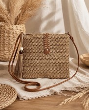 New Woven Crossbody Straw Bag | Boho Rattan S...