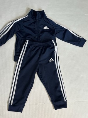 adidas 12M Navy White Striped tracksuit Logo Sports Outfit Baby