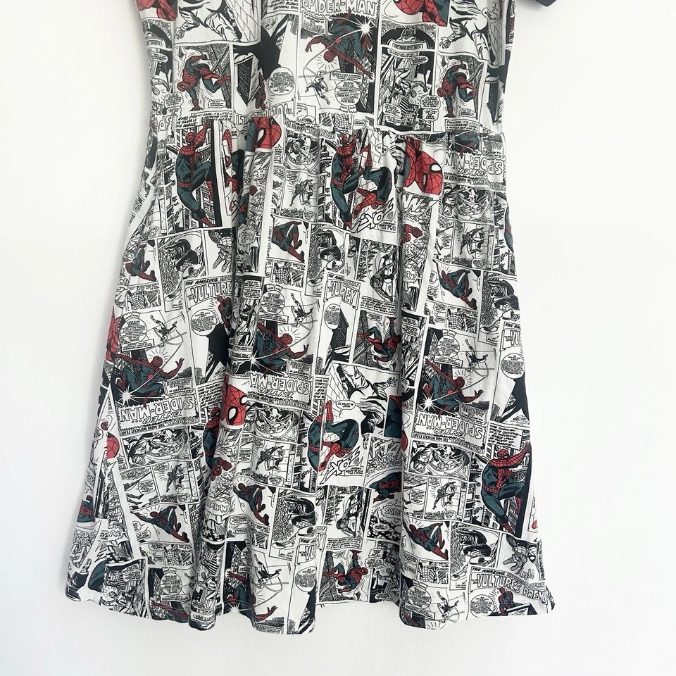 Marvel Her Universe Spiderman T-Shirt Dress Womens M Comic Book Print AOP Skater - Image 3 of 4