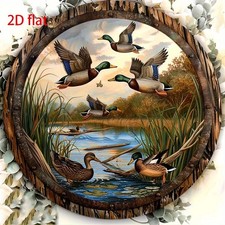 Vintage Mallard Duck on Reed River Tin Metal Signs Home D cor 8x8