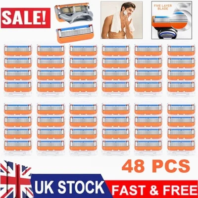48X For Gillette Fusion Blade Refills Compatible For Gillette Fusion 5-Proglide`