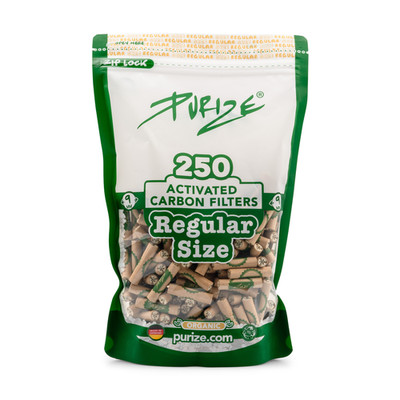 PURIZE Regular Size Aktivkohlefilter 250 Stück 9mm organic