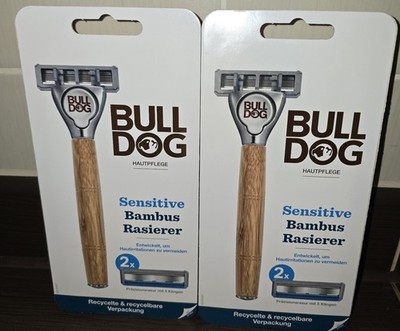 2x Bulldog Sensitive Bambus Rasierer mit 2 Klingen, 4 Klingen Insgesamt 