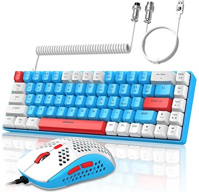 T8 60% RGB Gaming Tastatur und Maus Combos + Spiralkabel USB C Kabel, kabelgebunden