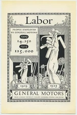 General Motors Growth Labor in 1909 14,250 in 1925 125,000 1926 Vintage Ad