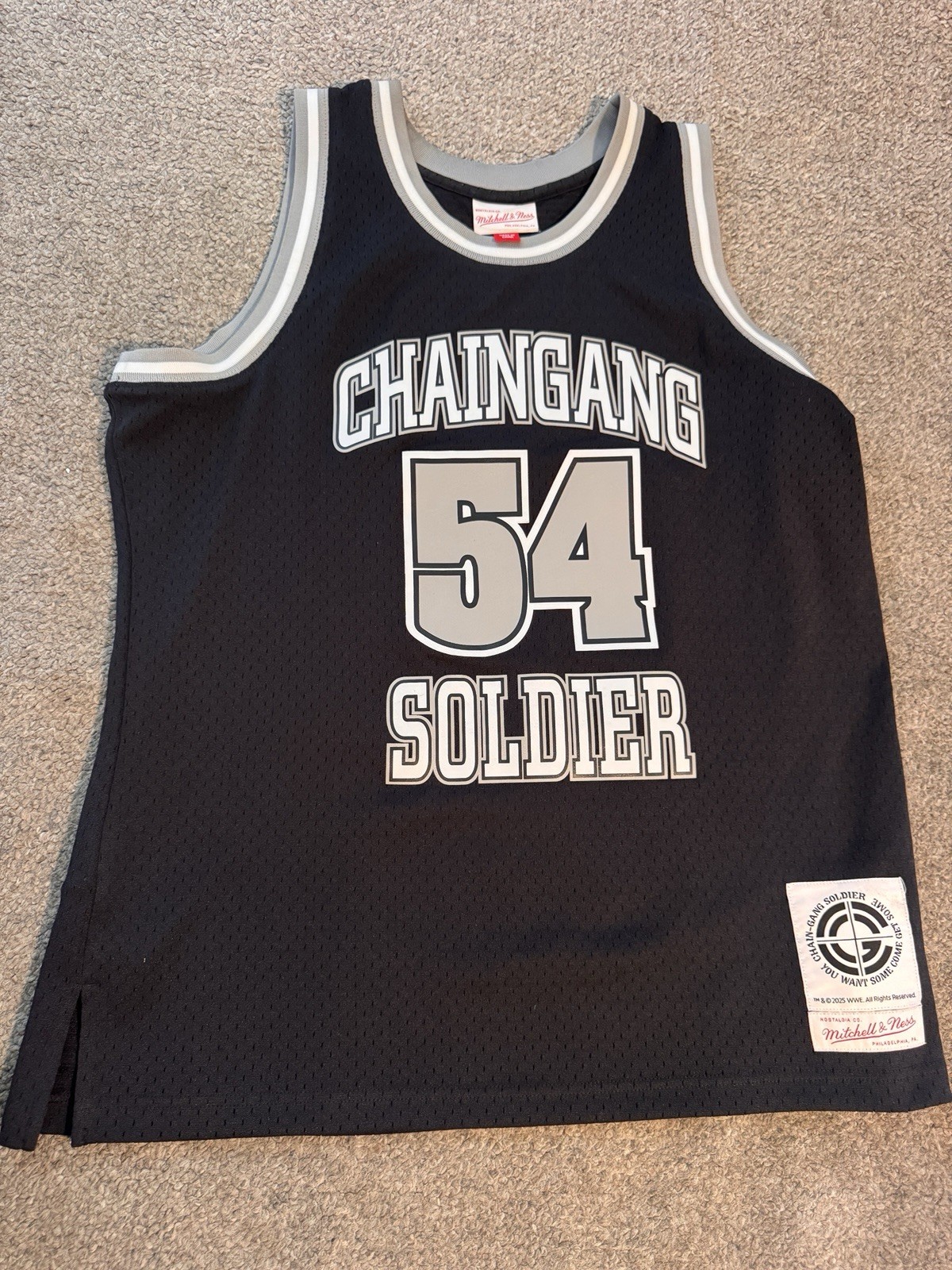 Mitchell & Ness WWE John Cena Chain Gang Soldier #54 Jersey Black Size L