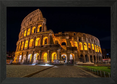 Colosseum at Night Framed Wall Art Poster Canvas Print Picture