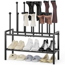 Tall Boot Shoe Rack,FreeStanding Metal Shoe Racks with 12 Long Posts Holds 6 ...
