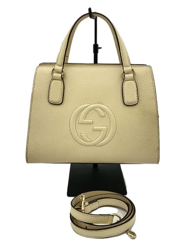 Used Gucci Handbag Interlocking G/Leather/Ivo/Plain Bag