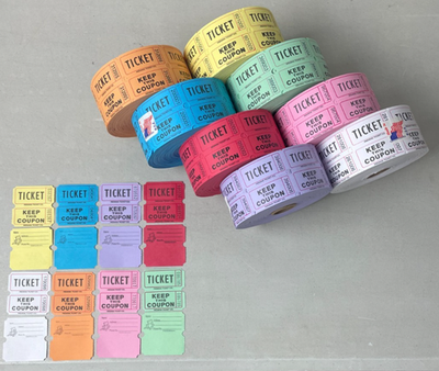 Double Stub Raffle Tickets Roll of 1000 Split The Pot 50/50