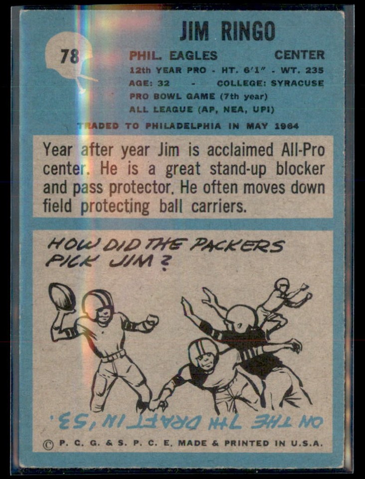 1964 Philadelphia #78 Jim Ringo | eBay