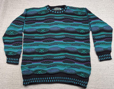 Vintage Campus Sweater Mens XL Multicolor 3D Knit Coogi Style Pullover 90s USA