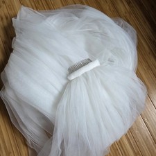 White Cathedral Wedding Veil tulle Long Bridal Veil w/ Comb
