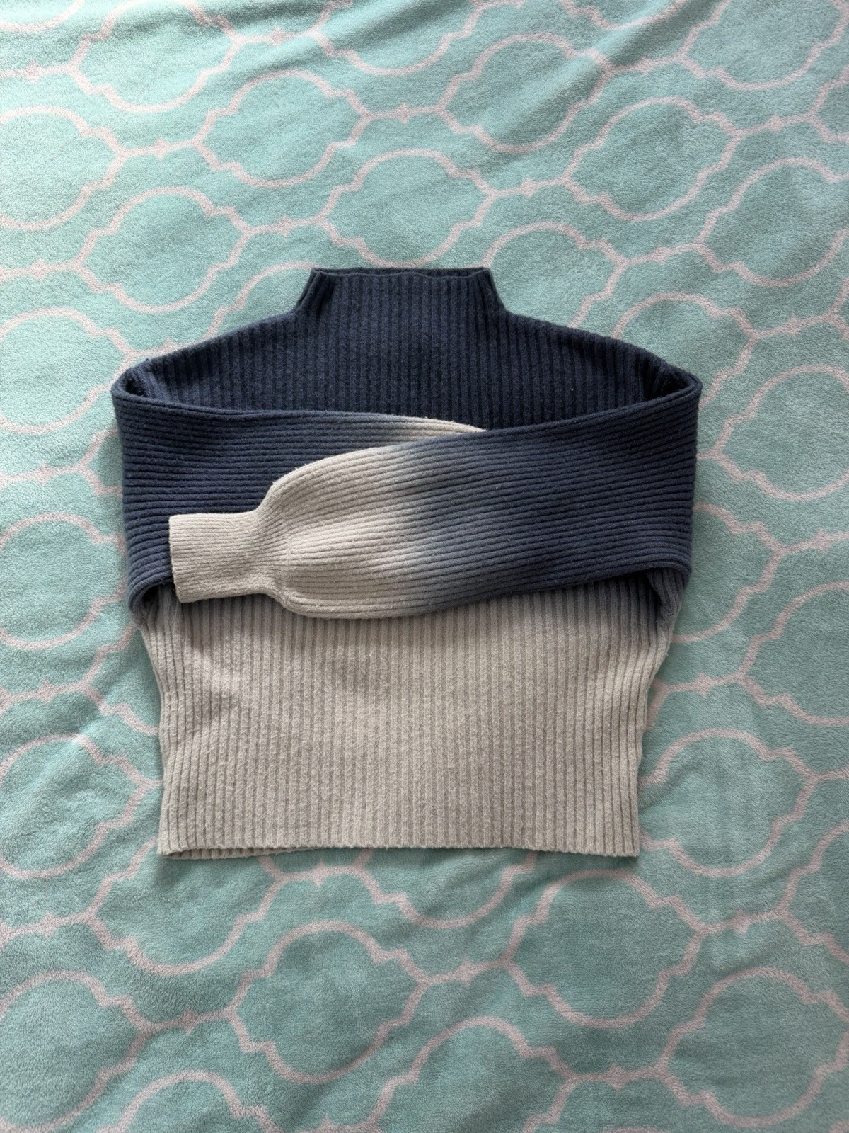 CODE MODE Ribbed Colorblock Pullover Sweater Blue… - image 2