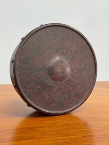 Alvey Round Fishing Tackle Box, Vintage Brown Mottled Bakelite, With Insert