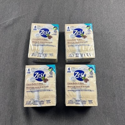 Zest Cocoa Butter & Shea Deodorizing Bar Soap 16 Bars Total 4 Packs of 4 3.2oz