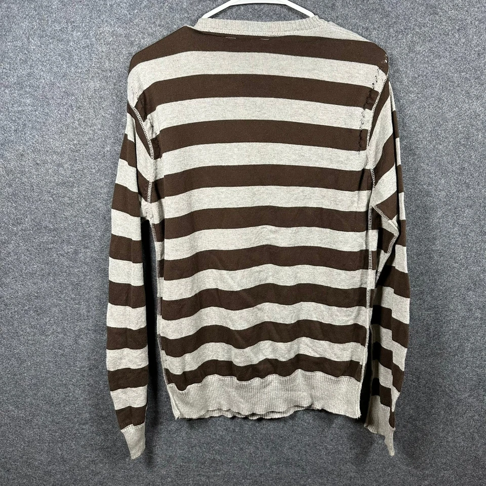 Suéter Element a Rayas Cuello Redondo Manga Larga Para Hombre Talla L Marrón Gris Algodón Foto 3 de 4