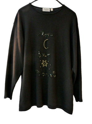 Fair Lady Vintage Strickpullover Pailletten Perlen Moon Stars Gr. 50 Wolle
