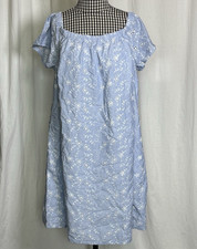 Lane Bryant Dress Women's 10/12 Blue Off the Shoulder Eyelet Cottagecore Pockets