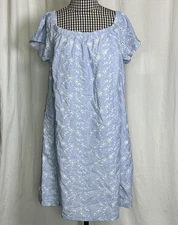 Lane Bryant Dress Women's 10/12 Blue Off the Shoulder Eyelet Cottagecore Pockets