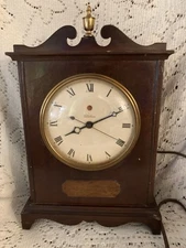 Vintage Telechron Electric Mantel Clock With Roman Numerals & Wooden Case *works