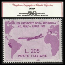 Repubblica Italiana 1961 Gronchi Rosa L. 205 lilla n. 921 Certificato Nuovo MNH
