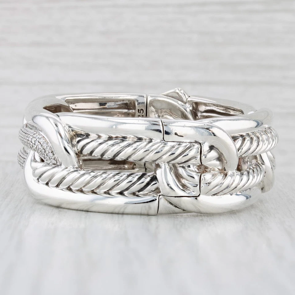 David Yurman Labrynth 1.20ctw Diamond Bangle Bracelet Sterling Silver 6.25" - Image 3 of 4