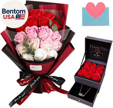 Roses Bouquet Artificial Flower - Preserved Red Rose Flowers with Love Necklace