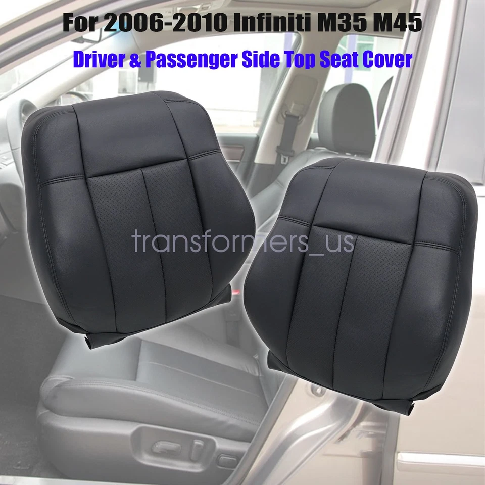 Cubierta de asiento de cuero negra para conductor y pasajero Infiniti M35 M45 2006-2010 Foto 3 de 4
